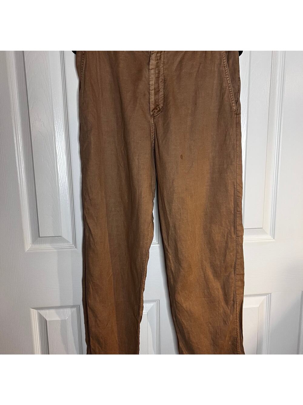 THE GREAT. Camel Button Tab Chino Pants Size 28